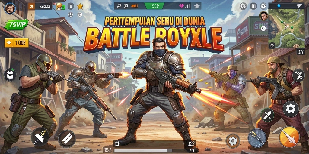 Tangkapan layar gameplay seru di <strong>7SVIP</strong>, pertempuran Battle Royale yang mendebarkan.