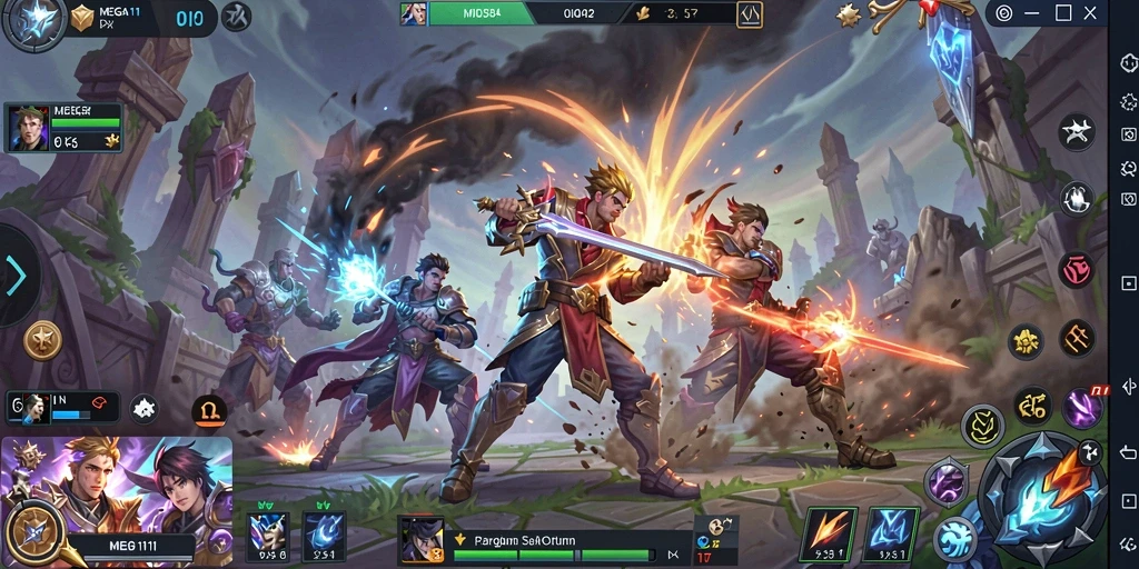 Tampilan gameplay seru di arena pertarungan MOBA.