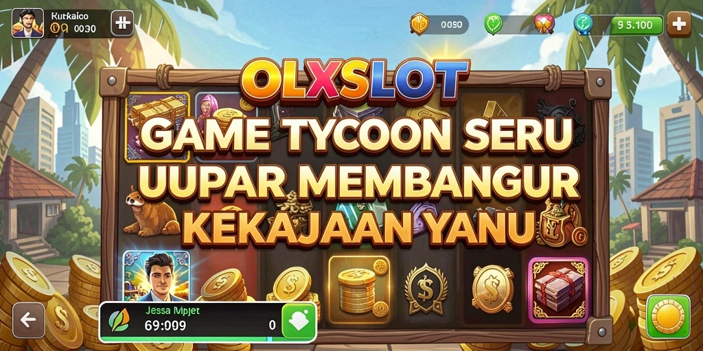 Tangkapan layar utama menunjukkan gameplay seru dalam OLXSLOT dengan interaksi bisnis yang dinamis.