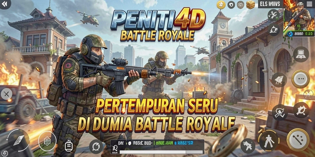 Tampilan seru aksi pertempuran di PENITI4D Battle Royale.