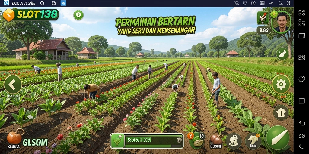 Tangkapan layar gameplay yang menampilkan lahan pertanian di SLOT138.
