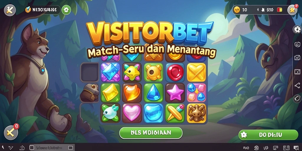 Tampilan gameplay seru dari VISITORBET dengan tantangan Match-3.