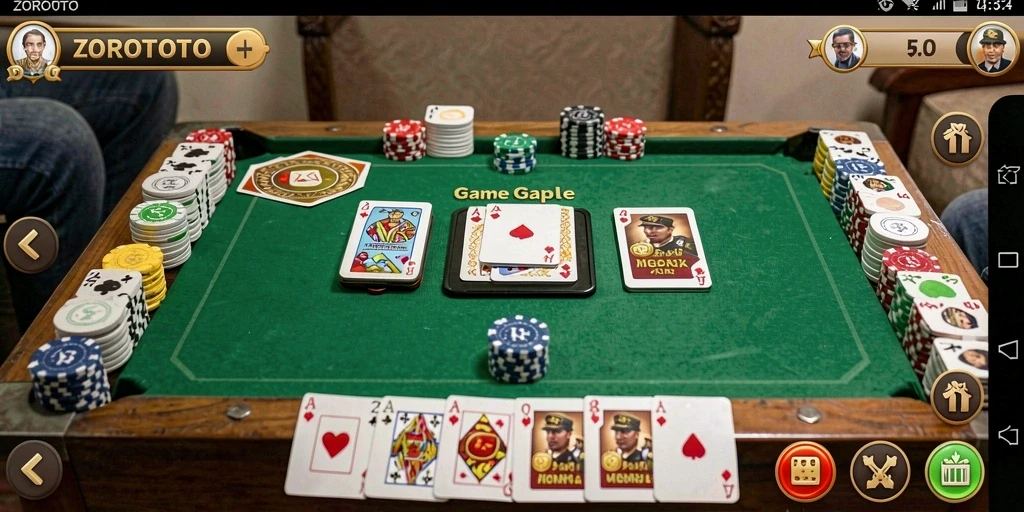 Screenshot gameplay Gaple dalam ZOROTOTO yang menarik.